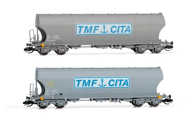 SNCF, set de 2 vagones tolva de 4 ejes para el transporte de cereales, «TMF CITA», ép. V