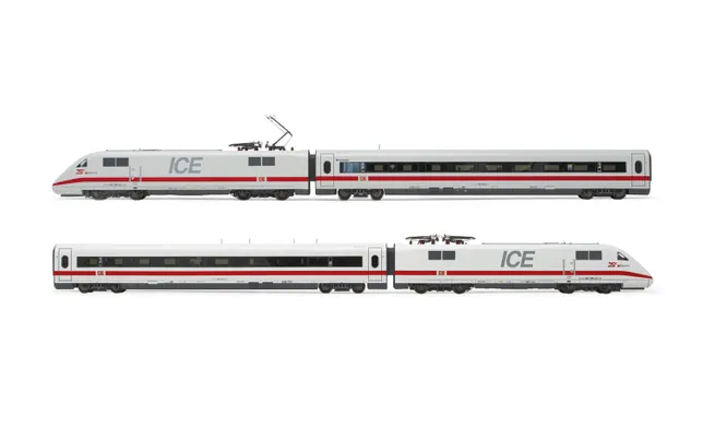 DB AG, set di 4 unità, elettrotreno ad alta velocità ICE 1 BR 401, livrea bianca/rossa, con pantografi aggiuntivi per la Svizzera Tz. "Interlaken", composto da locomotiva motorizzata, locomotiva folle e 2 carrozze intermedie, ep. V-VI