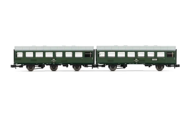 DR, 2-unit set coaches "Rekowagen", "patches livery"(green), contains one 3-axle coach and one 2-axle coach with load compartment, period IV