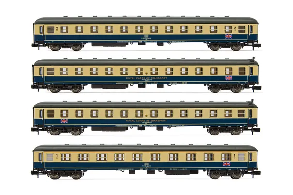 RCT, 4-unit set of coaches "The Berliner", blue/beige livery, period IV. British Army of the Rhine.