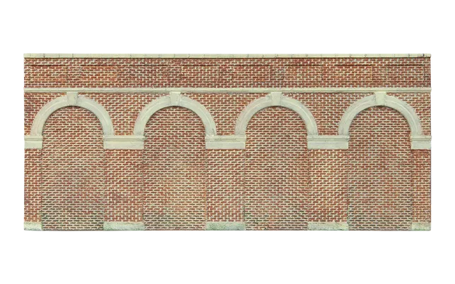 Mid Level Arched Retaining Walls x2 (Red Brick)