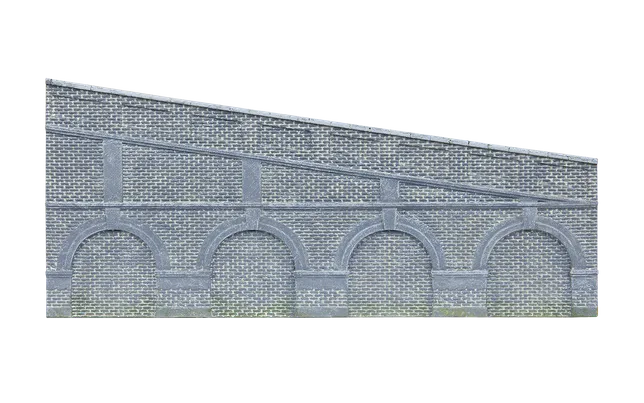 Mid Stepped Arched Retaining Walls x2 (Engineers Blue Brick)