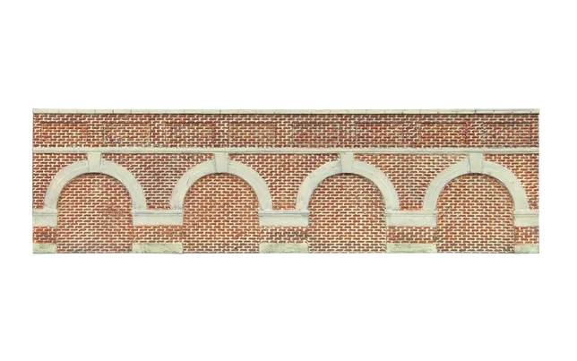 Low Level Arched Retaining Walls x2 (Red Brick)