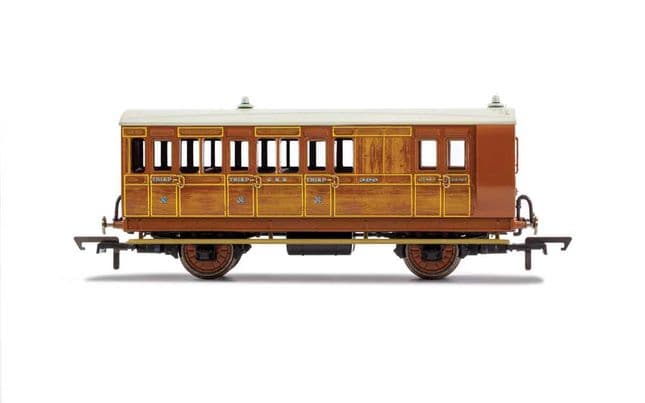 GNR, 4 Wheel Coach, Brake 3rd Class, Fitted Lights, 399 - Era 2