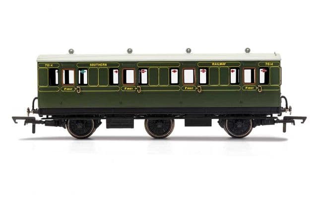 SR, 6 Wheel Coach, 1st Class, Fitted Lights, 7514 - Era 3