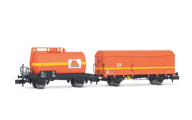 Colas Rail, set di 1 carro cisterna a 2 assi + carro chiuso a 2 assi tipo G4, ep. V