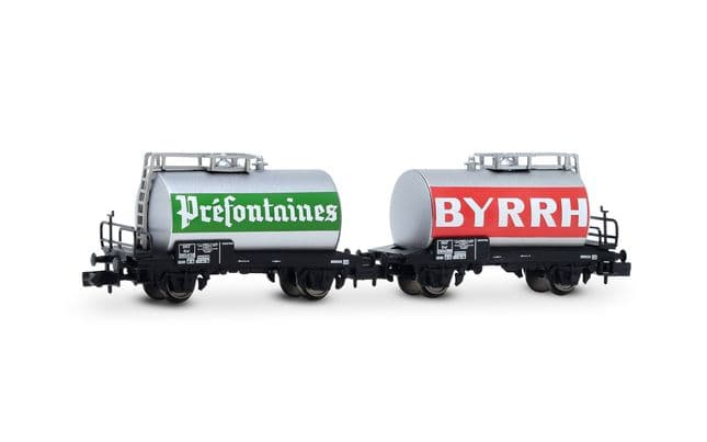 SNCF, 2-tlg. Set 2-achs. Tankwagen „BYRRH" Farbgebung, Ep. IV