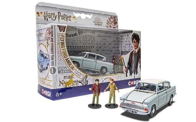 Harry Potter Flying Ford Anglia with Harry Potter and Ron Weasley Figurines