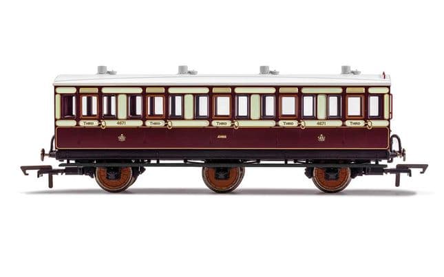 LNWR, 6 Wheel Coach, 3rd Class, 4671 - Era 2