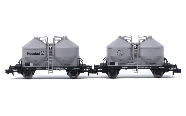 DB, 2-unit pack of 2-axle silo wagon Ucs, grey livery "Höchst", ep. IV