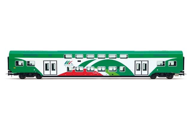 Trenitalia Tper, 3-tlg. Set Vivalto-Doppelstockwagen (einer mit Führerstand) in FER-Farbgebung mit gesicktem Dach