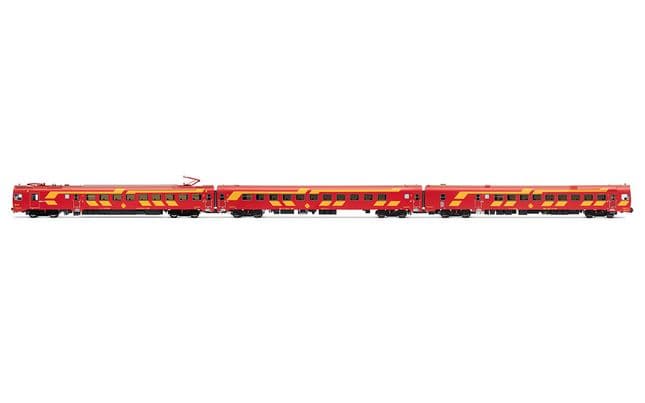 RENFE, 3-unit EMU class 444, unit 444-004 in original red/yellow livery, ep. IV