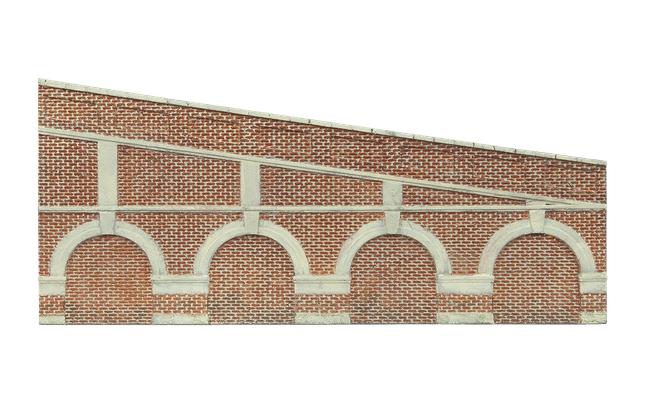 Mid Stepped Arched Retaining Walls x2 (Red Brick)