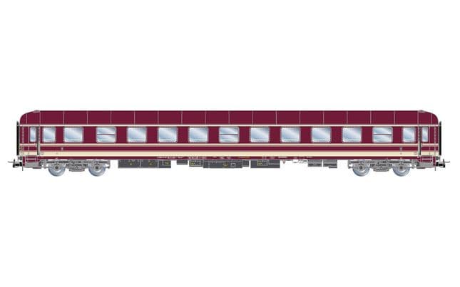 Euro-Express, 3-unit set of couchette coaches, consisting of 1 x Bcm243 + 1 x Bcm246 + 1 x Bvcmz, in purple livery, ep. V-VI