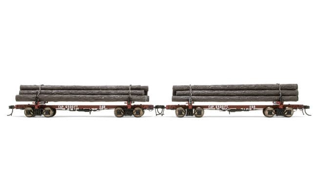 2-unit set of log cars, "Pickering Lumber Corp." no. 148 and 155, period III