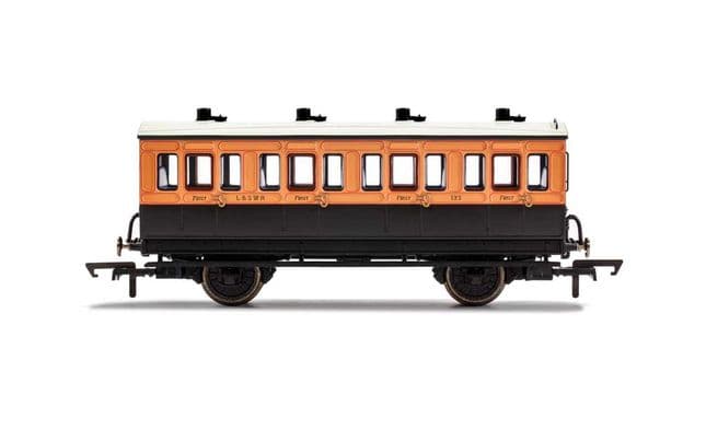 LSWR, 4 Wheel Coach, 1st Class, Fitted Lights, 123 - Era 2