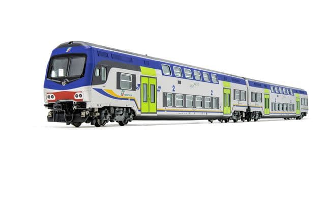 FS Trenitalia, 3-unit pack Vivalto coaches (1 with driver's cab + 2 intermediates) DPR livery, old Vivalto logo