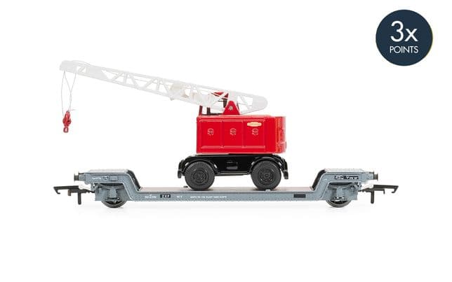 Hornby – Wagon Loriot Y Avec Grue BR Coles – Échelle OO (1:76) – Époque 4 – Modélisme Ferroviaire – Dès 14 Ans