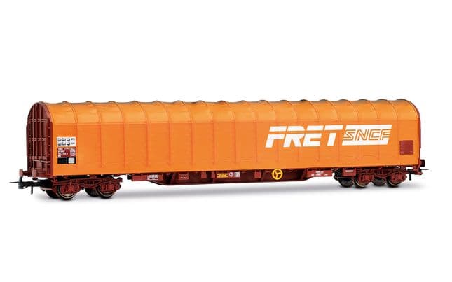 SNCF, 4-axle tarpaulin wagon Rils type "FRET", orange livery, ep. IV-V