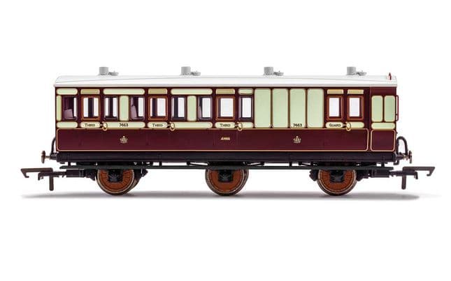 LNWR, 6 Wheel Coach, Brake 3rd Class, 7463 - Era 2