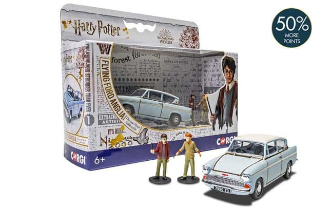 Harry Potter Flying Ford Anglia with Harry Potter and Ron Weasley Figurines