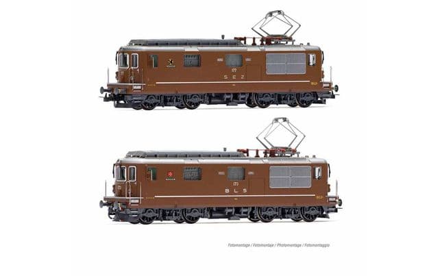 BLS/SEZ, 2-tlg. Set Elektrolokomotiven Re 4/4 in brauner Lackierung, bestehend aus 1 x BLS 173 "Lötschental" und SEZ 177 "Zweisimmen", Ep. IV
