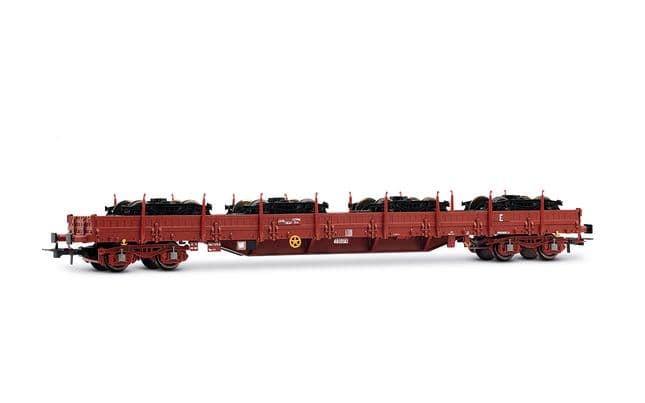 SNCF, 4-axle stake wagon, Res type, loaded with Y25 bogies, ep. V
