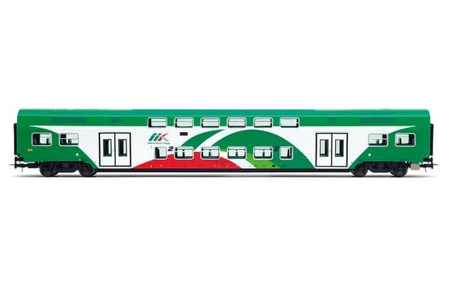 Trenitalia Tper, 3-tlg. Set Vivalto-Doppelstockwagen (einer mit Führerstand) in FER-Farbgebung mit gesicktem Dach