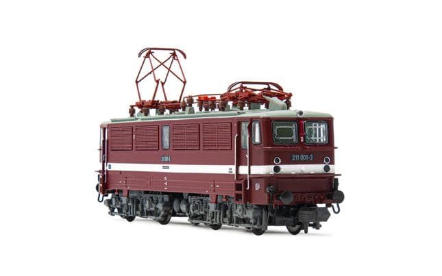 DR, electric locomotive class 211, red livery with thick white decor line, period IV, with DCC-Decoder
