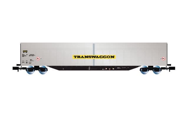 CH-TWA, 4-axle sliding walls wagon Habbiins "Transwaggon", silver/black livery, ep. VI