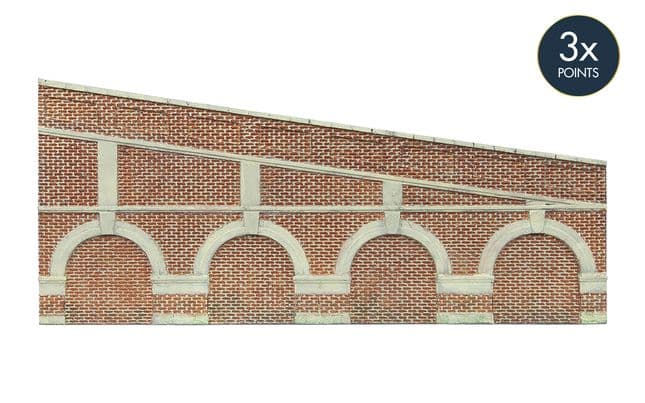 Mid Stepped Arched Retaining Walls x2 (Red Brick)