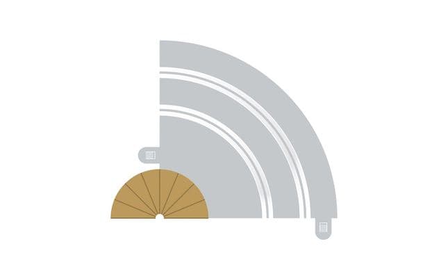 Radius 1 Curve Inner Borders 180° x 2