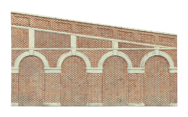 High Stepped Arched Retaining Walls x 2 (Red Brick)