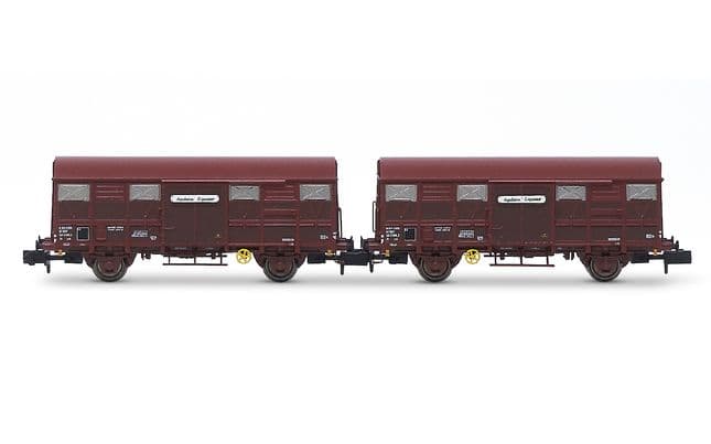 SNCF, set di 2 carri chiusi a 2 assi G4 Permaplex, livrea marrone, "Aquitaine Express", ep. IV