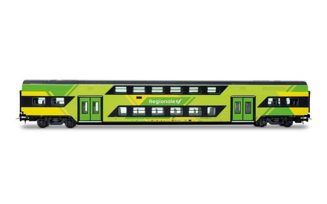 FS Trenitalia, 3-tlg. Set Vivalto-Doppelstockwagen (einer mit Führerstand) neue „Regionale”-Farbgebung