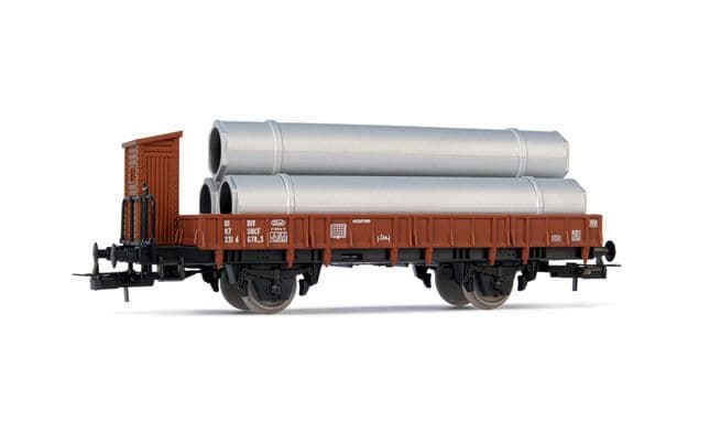SNCF, 2-axle flat wagon with pipes load