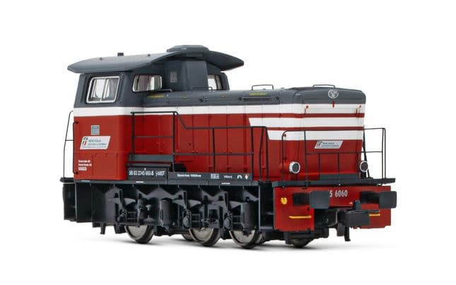 Mercitalia Shunting &amp; Terminal, Diesel-Rangierlokomotive Rh. D.245 in rot/dunkelgrauer Lackierung mit weißem Streifen, Ep. VI