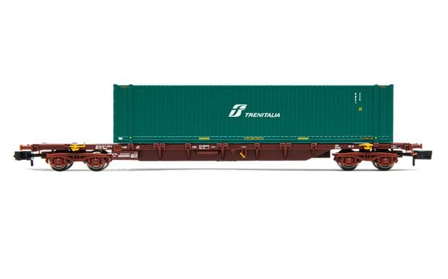 FS, 4-axle container wagon Sgnss, loaded with 45 container ”Trenitalia”, period V-VI