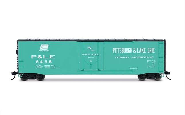 P&amp;LE, plug door boxcar, light blue livery without roof walkway, #6458