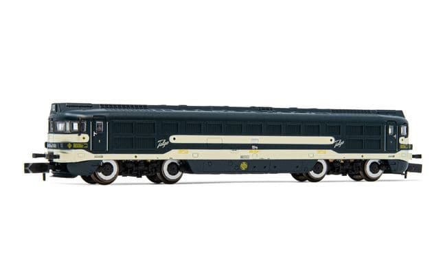 RENFE, diesel locomotive 3003T, "Virgen del Yugo", blue/beige livery, period IV