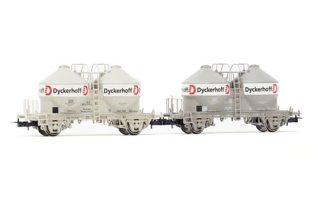 DB, set di 2 carri silo a 2 assi Ucs, livrea grigia, "Dyckerhoff", ep. IV