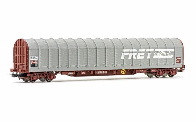 SNCF, wagon bâché à 4 essieux Rils, livrée gris "Fret", ép. V