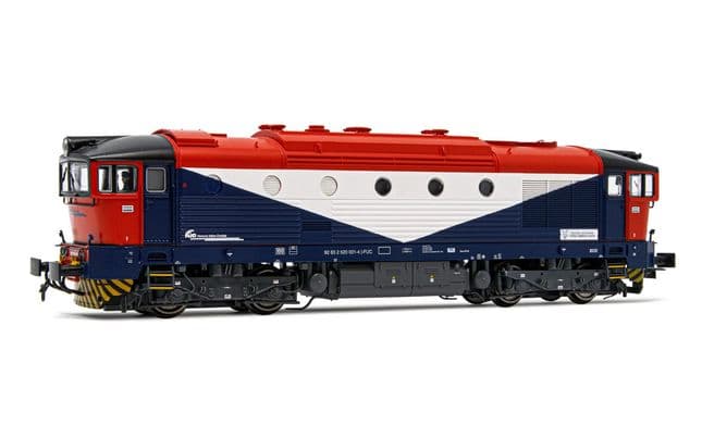 FUC, diesel locomotive DE 520, blue/red/white livery, period VI