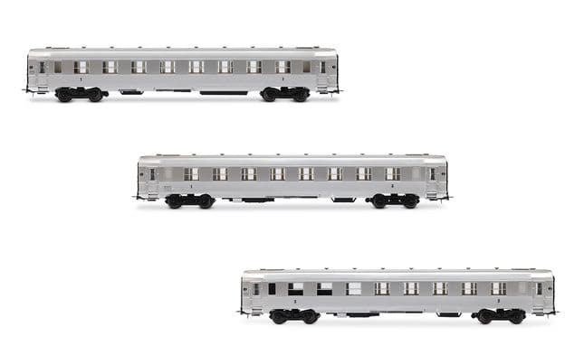 SNCF, 3-unit pack short DEV Inox coaches (A8myfi 1st cl., A3B5myfi 1st/2nd cl., A5smyfi bar), ep. IIIa
