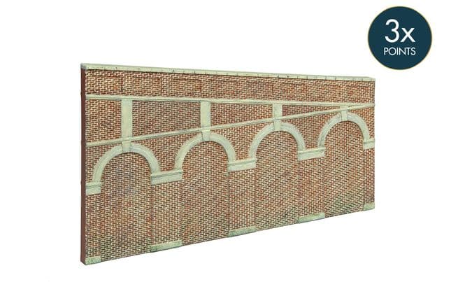 High Stepped Arched Retaining Walls x 2 (Red Brick)