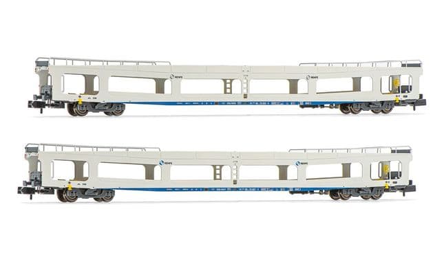 RENFE, 2-unit set, car transporter DDMA, white livery, period V