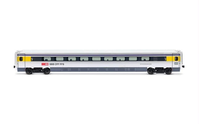 FFS, set base di 4 unità, treno ad alta velocità ad assetto variabile ETR 470, livrea argento con strisce blu, ep. V