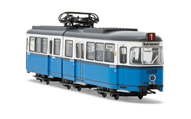 Straßenbahn, Typ Duewag Gt6, version Heidelberg version, in blau/weißer Lackierung, Ep. IV
