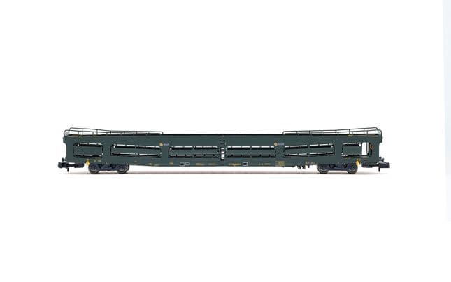 RENFE, 2-tlg. Set, Autotransportwagen DDMA, mit Schutzgittern, in ursprünglicher Lackierung, Ep. IV