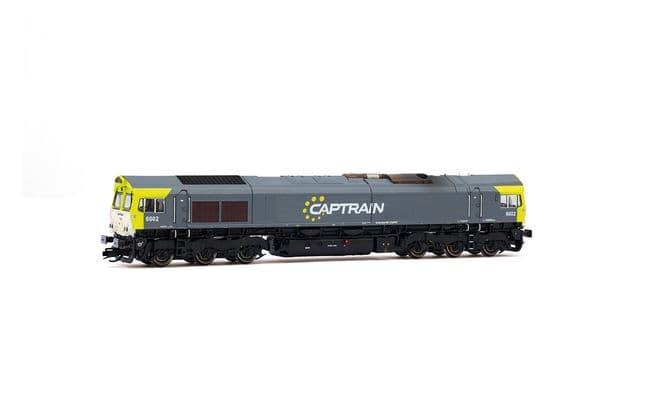 Captrain, Diesellokomotive Class 66, grau-neongrün-weiße Farbgebung, mit BLE-Sounddecoder